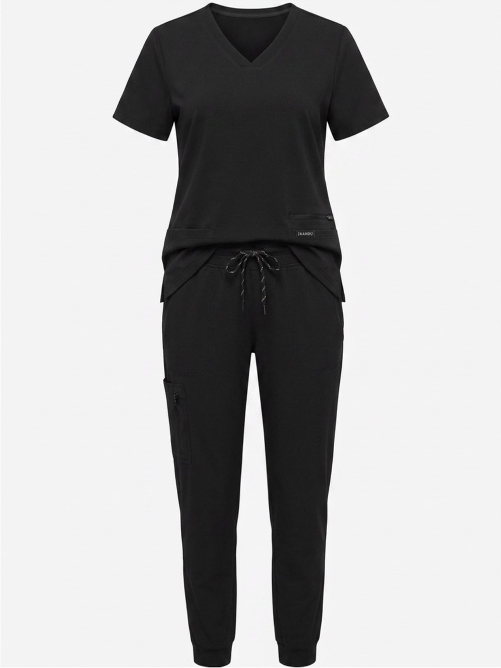 Jaanuu Scrub Set in Black 3XL Cesi Top and Rubi 1XL jogger pants